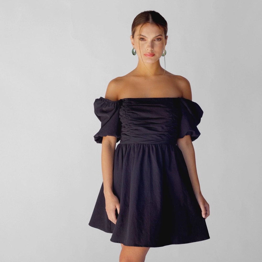 Prabal Gurung Off Shoulder Mini LBD Dress Square Neck Ruffles Fit Flare Party